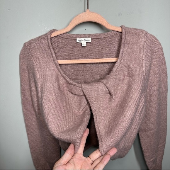 For Love And Lemons Mila Twist Front Crop Sweater In Dusty Rose - Picture 5 of 8
